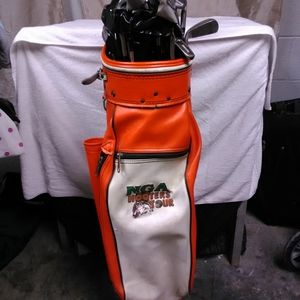 Leather Hooter's Orange & White Golf Bag